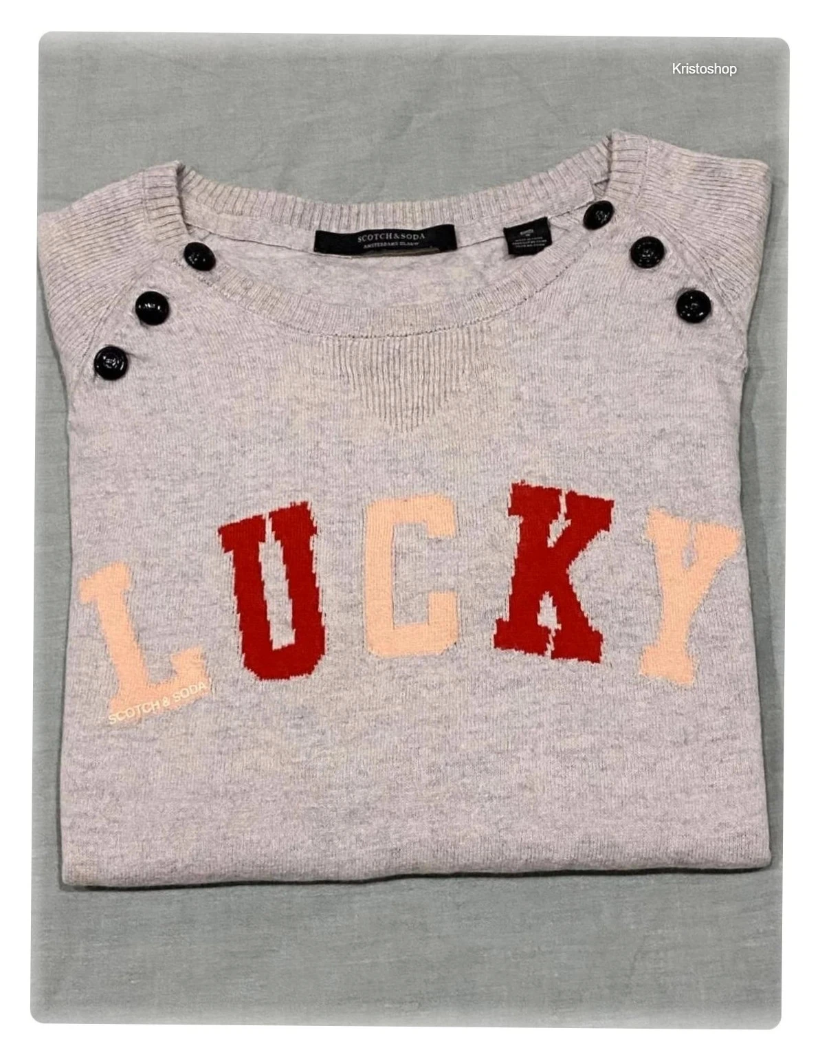 Suéter fino de lã cinza Scotch & Soda mangas longas Tamanho S Lucky – photo 11